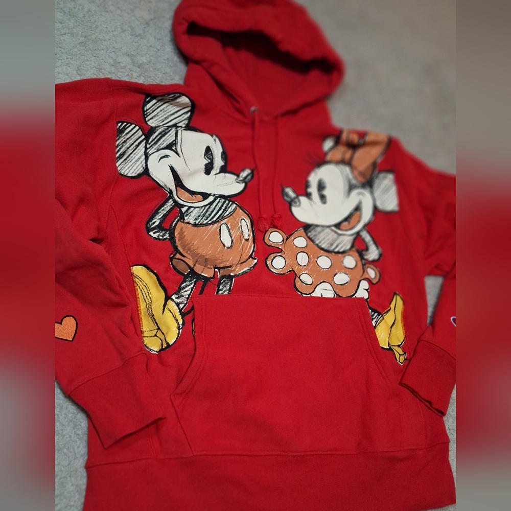 Champion Disney Mickey & Friends Reverse Weave Hoodie Wimans Large - Picture 2 of 7